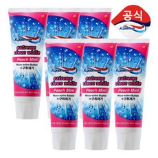 브랜드없음 [아쿠아후레쉬] 익스트림클린 화이트 피치 민트 치약 140g 6개, 단품없음
