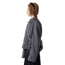 IUGAMAKARAS 이우가마카라스 Hem Button Crop Jacket (Gray)