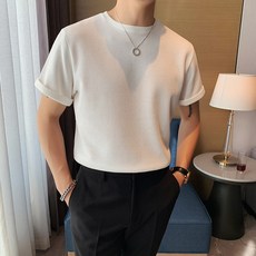 다이나믹피플 남성 여름 머슬핏 와플 반팔니트