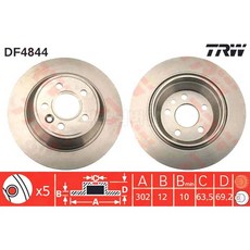 ksw57142 브레이크디스크 뒤2장 볼보 S80 D5 AWD ds437 07-이후년식, 단일 차종