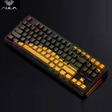 [cy] 독거미 AULA F87 PRO 기계식 게이밍 키보드 등고선 시리즈 최신판 전키핫스왑DIY gasket구조 광윤축체 8000mah 5층내구성 시즌신상, F87 PRO 등고선, 말차 라떼축, 블랙옐로우(8000mah/측면각인)