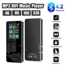MP4 MP3 무선 블루투스 MP3 음악 플레이어 학생 영어 듣기 녹음 전자책 비파괴 HIFI 터치, 1) Black 4GB, Black
