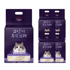 프란다스 굿빠이먼지 냥이 두부 모래, 프리미엄 라벤더향, 5개, 8L