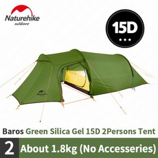 Nturehike 3-4명 초경량 가족 텐트 4계절 15d/20d/40d 패브릭 캠핑 하이킹, 2Persons 15D
