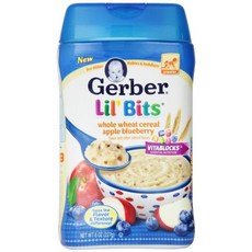 Gerber Lil Bits 통밀 애플 블루베리 베이비 시리얼 226.8g8온스 6개 팩, 1개