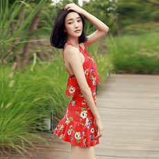 Iduna 아 이 두 나 소녀 드레스 라인 수영복 배 를 가 리 는 보수 적 고 날씬 해 보 각 가슴 을 모 큰 사이즈 의 온천 한국 판 여성 레 드 프 (체중 90 - 120 근 에 적합)