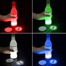 JH굿즈 (품절임박) LED매트 LED컵받침 보틀라이트 (블루컬러/멀티컬러) 클럽 파티 생일 감성 불빛 장식 반짝 바, 화이트, 1개