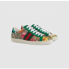 gucci 구찌 GG 플로라 프린트 에이스 스니커즈 그린레더 트림 603172 Gucci Women's Online Exclusive Ace Flora print sneaker