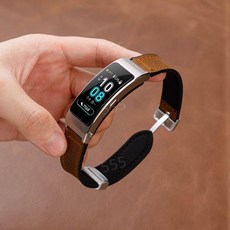 화웨이 토크밴드 B7 B6 스마트워치 호환 밴드 가죽 스트랩, HUAWEI B5 (18mm), B. 다크 브라운 - 실버 마그네틱 버클