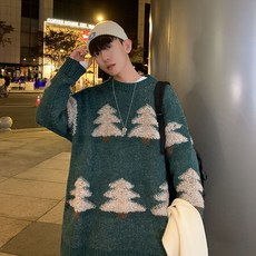 커플 니트 스웨터 캐주얼 가을 겨울 상의 레깅스 기질 풀오버 긴팔 니트티 루즈핏 남녀공용 크리스마스 라운드 니트 스웨터 LYQ