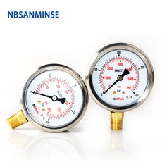 자동차공기압주입기 휴대용 유압 압력 오일 1/4 NPT 액체 스테인리스 스틸 SM1SP63L 2.5 인치, 1개, 4.0-400BAR