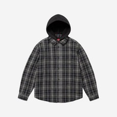 Supreme 슈프림 반바지 편한 바지 타탄 플란넬 후드 셔츠 블랙 - 23FW Tartan Flannel Hooded Shirt Black
