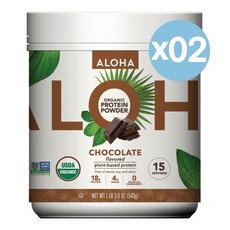 ALOHA 알로하 오가닉 프로틴 파우더 18g 540g 15회분 2팩 Plant Based Protein Powder Chocolate, 1개