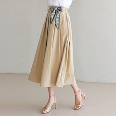 스타일온미 테디로 스카프 타이SET 핀턱 플레어 스커트
