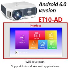 빔 AUN LED 프로젝터 ET10 3800 루멘 1280x720P 안드로이드 와이파이 프로젝터 지원 1080P4K 비디오 3D, 01 ET10-AD_08 Korea