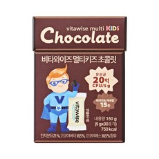 프리미엄 유산균이 함유된 비타와이즈 멀티키즈 비타민 생유산균 초콜릿 어린이 영양제 (소비기한 25.10.02까지), 1박스, 150g