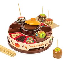 [미국] 697426 Nostalgia CCA5 Lazy Susan Chocolate & Caramel Apple Party with Heated Fondue Pot 25 Sti