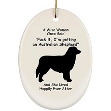 EOM 재미 있은 호주 목자 실루엣 선물 현명한 여자 한 번 크리스 [Australian Shepherd Silhouette] - E012808X444J4J5, Australian Shepherd Silhouette