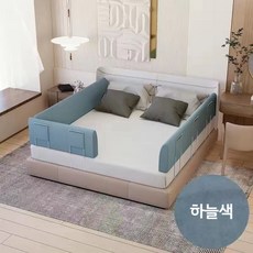 침대안전가드 안전바 안전가드 침대난간 가드레일 어린이 추락 방지 난간, 1.5m 높이 35cm 브래킷 2개, 5. 플란넬 - 하늘색