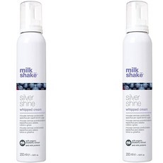밀크 쉐이크 실버 샤인 컨디셔닝 휘핑 크림 DUO 팩 2 x 200 ml 금발 또는 회색 머리카락을위한 특정 컨디셔닝 크림 무스 400, 단일상품