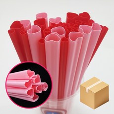 [하트빨대] 12mm 25cm 벌크포장 핑크 (3000개박스), 단품, 단품
