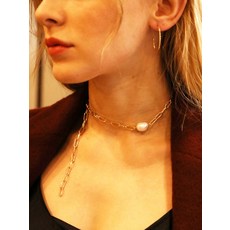 [제이레터] Baroque Pearl Chunky Chain Necklace 바로크 펄 청키 페인 네크리스