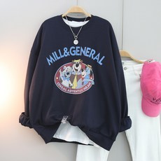 달콩 여성 빅사이즈 캐주얼룩 긴팔티 간절기 MILL프렌즈오버핏맨투맨 성 빅사이즈 오버핏 맨투맨 캐주얼룩 루즈핏 긴팔티 간절기