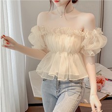 몬드스팟 여성용 여신 쉬폰 오프숄더 블라우스 MON33