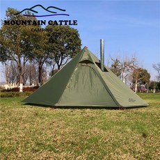 초경량 캠핑 Teepee 3-4Person 큰 피라미드 텐트 굴뚝 구멍이있는 배낭 텐트, 3번