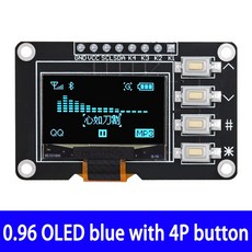 OLED IIC 화이트 옐로우 블루 블루 블루 12864 OLED 디스플레이 아두이노용 LCD 스크린 보드 4x4 키 I2C SSD1315 0.96 인치 제품, BLUE with 4p button