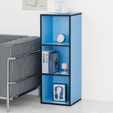 e스마트 릴리 낮은 슬림 2단 3단 틈새 책장 코너 책장, 3단 책장_웨일블루