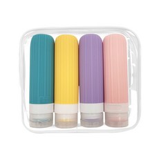 WYXE 여행 새지않는 실리콘 공병 90ml 4P 세트, 1세트, 웜톤 패키지