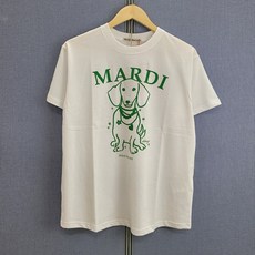 [국내정품] 마르디메크르디 TSHIRT 진주목걸이 딴지_반팔 티셔츠 화이트 그린