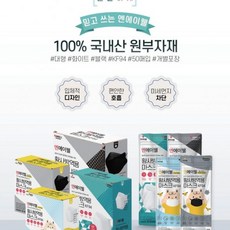 엔에이웰 KF94 대형/소형 화이트/블랙 황사 미세먼지 마스크 50매, 블랙, 블랙