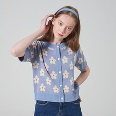 [블론드나인] SUMMER FLOWER KNIT CARDIGAN SKY BLUE
