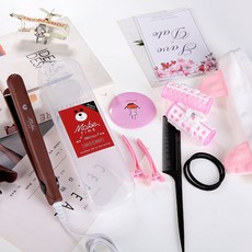 미니고데기 고데기 차량내부용 헤어아이롱 미니 휴대용 곱슬머리 스마트 머리결손상없음 내부, 기본, T18-브라운 곰+수납합+버클잠금 한 번에 일곱까지-V