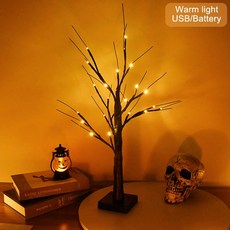 60cm 자작 나무 트리 블랙 Led 라이트 DIY 조경 야간 램프 테이블 조명 할로윈 크리스마스 파티 침실 홈 장식 요정, 딥 사파이어, 1개