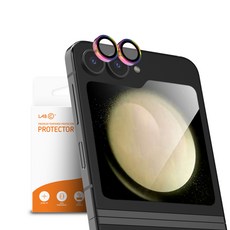 랩씨 메탈 프레임 링 휴대폰 카메라 렌즈 강화유리 액정보호필름 2매 홀로그램, 1세트