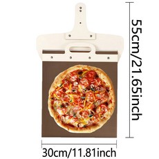 슬라이딩 피자 껍질 삽 탈착식 나무 손잡이 뒤집개 고온 내성 방수포 베이킹 도구 포함 55 30cm, 55 x 30cm, 1개