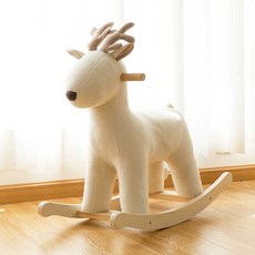흔들의자 어린이 북유럽 흔들말 사슴 목마 흔들마 타기 원목 패브릭 스툴 인테리어, A, 1개