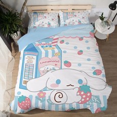 시나모롤 이불 커버 침구 더블 트윈 킹 침실 장식 선물, US 228x264cm 3피스, B.US 228x264cm 3PCS, 1개