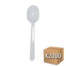 코디마트 일회용 플라스틱 숟가락 빙수스푼 14.5cm 흰색 벌크포장 2000개 1박스, 1개
