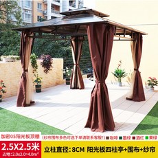 DIPYLON 야외정자 야외 정자 가림막 마당 차양막 가든 막사 이동 테라스 조립 원목 철예, 25x25m정+거즈+펜스[입주8]cm )