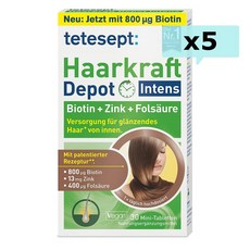 테테셉트 헤어 아연 비오틴 엽산 30정 5팩 (독일) tetesept Haarkraft Depot Intens Hair Strength Zinc + Biotin + Folic Ac