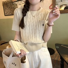 [유미르] 록시 여성 포켓 여름 반팔 니트 티 - 3 color