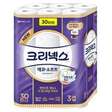 크리넥스 3겹 데코 & 소프트 화장지 30m 30롤 + 원에이드 KF 94 마스크, 1개