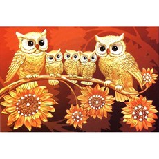 황금부엉이보석십자수