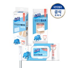 스카트 막대걸레 베이직 표준형+물걸레 청소포 표준형30매+정전기청소포 표준형 30매, 1세트