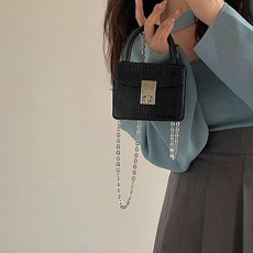 HINGMEI 실버 체인 숄더 크로스 미니 토트백