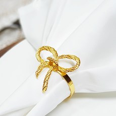 웨딩포 냅킨링 냅킨홀더 메탈 골드 리본 Napkin Ring Metal Gold butterfly bow tie, 1개, 1개